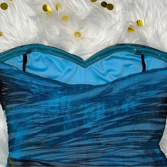 BCBGMAXAZRIA Winnie Aquamarine Watercolor Bodycon Cocktail / Party Dress - Picture 4 of 8